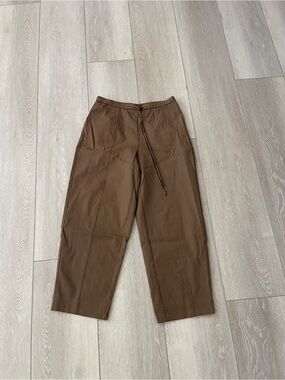 NWT OGL Brown Drawstring Casual Pants Size M Barrel Leg
